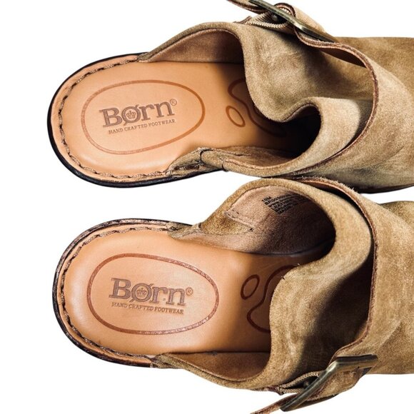 Born Hannah 10 Square Toe Suede Buckle Mule Clog Platform Boho Western Comfort - Picture 5 of 11
